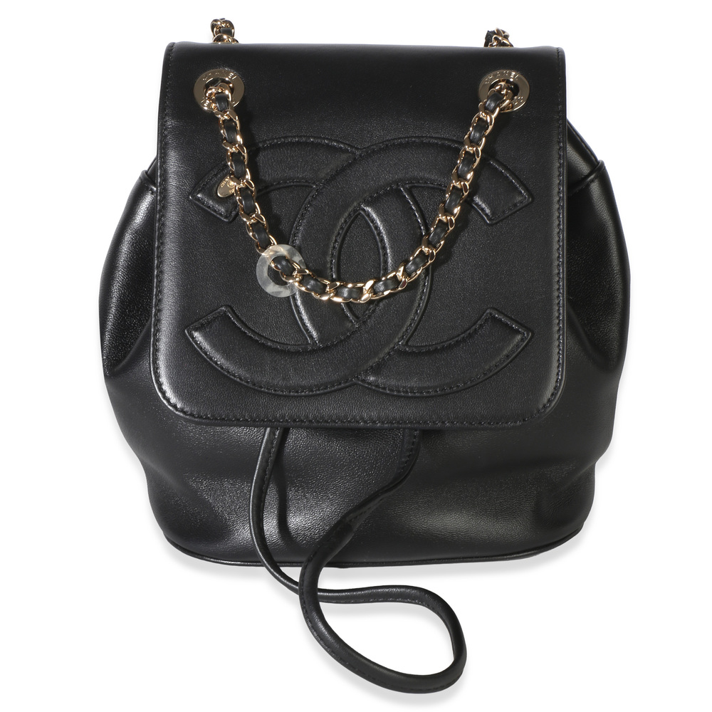 Chanel Black Lambskin CC Mania Mini Backpack